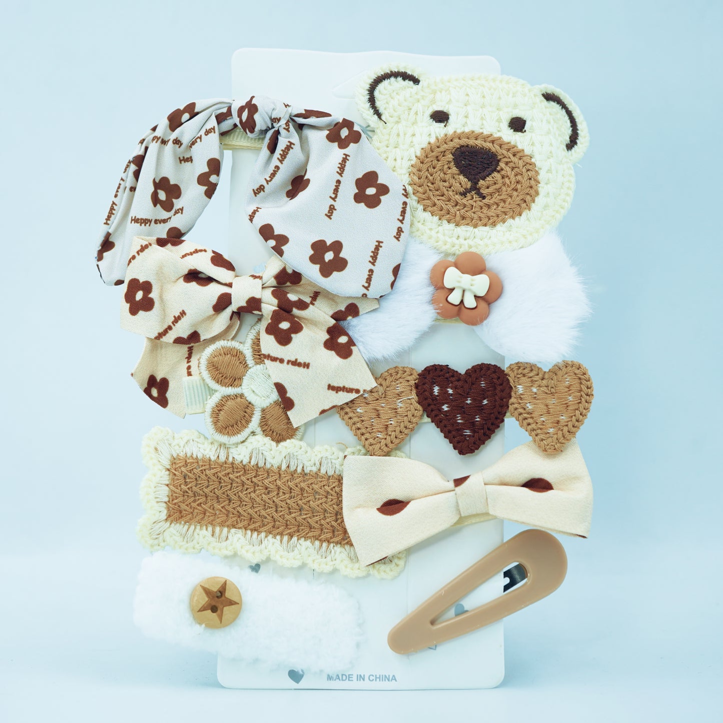 Teddy Hair Clips | Kids Collection | Brown Design | 10 pcs in 1 packet | B12