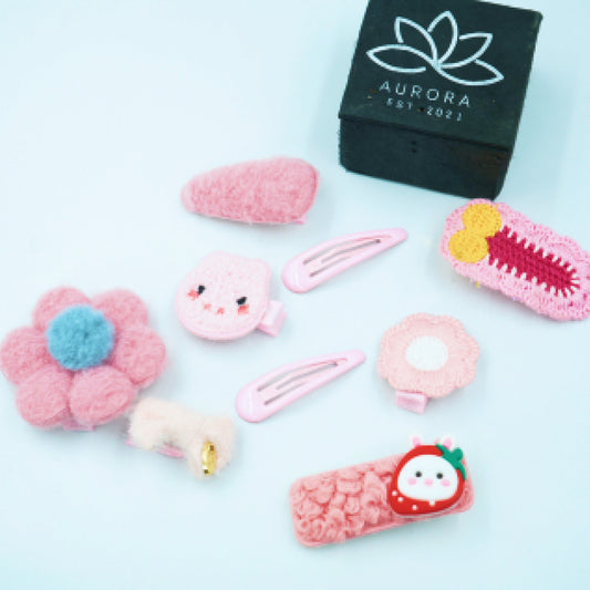 Buy Purple, Pink Hair Clips | Kids Collection | Flower Design | 8 pcs in 1 packet | B20