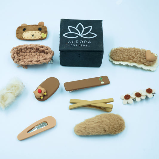 Buy Brown Hair Clips | Trendy  Collection | Cute Design | 10 pcs in 1 packet | B26