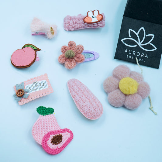 Cute Pink Hair Clips Collection | Trendy | 8 pcs in 1 packet| B32