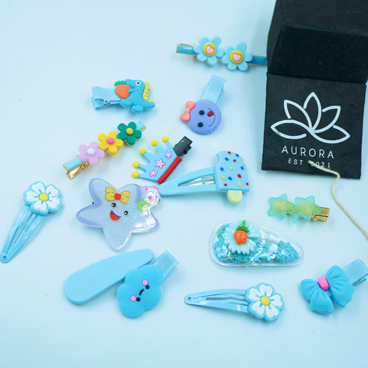 Buy Aurora Kids Hair Clips Collection | Blueish Design | 10 pcs in 1 packet |B38