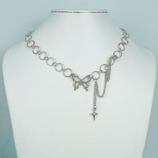 Trendy Butterfly Sliver Choker Necklace For Women(Code:N05)