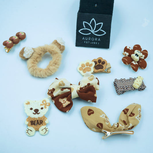 Brown Hair Clips Collection for kids | Girls | Cute Design | 10 pcs in 1 packet | B59