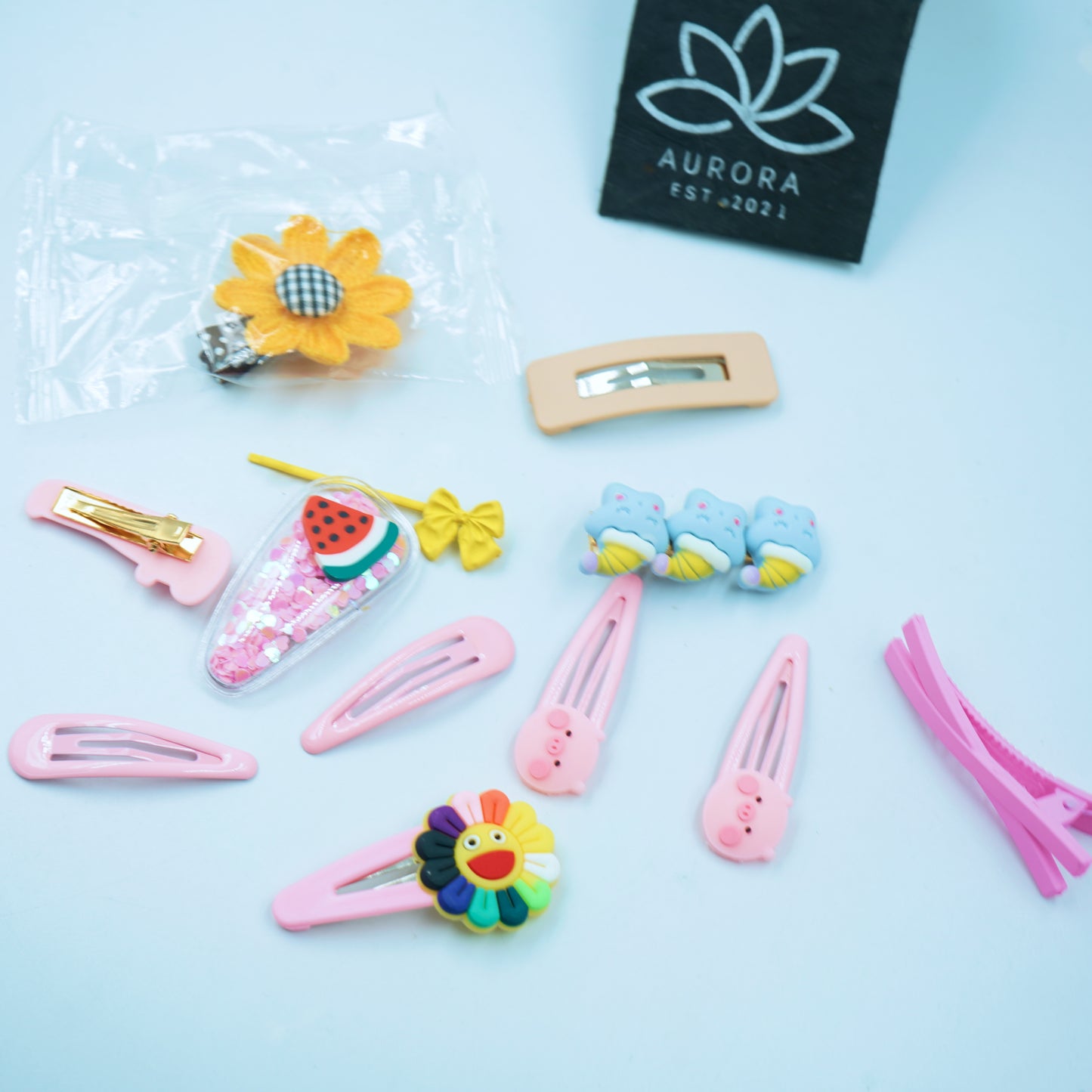 Buy Aurora Kids Hair Clips Collection | Pinkish Design | 12 pcs in 1 packet | B60