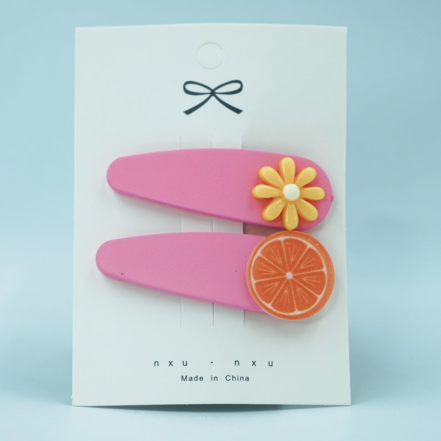 Pink Hair Clips set | Kids Collection | Flower Design | 2 pcs in 1 packet | B7