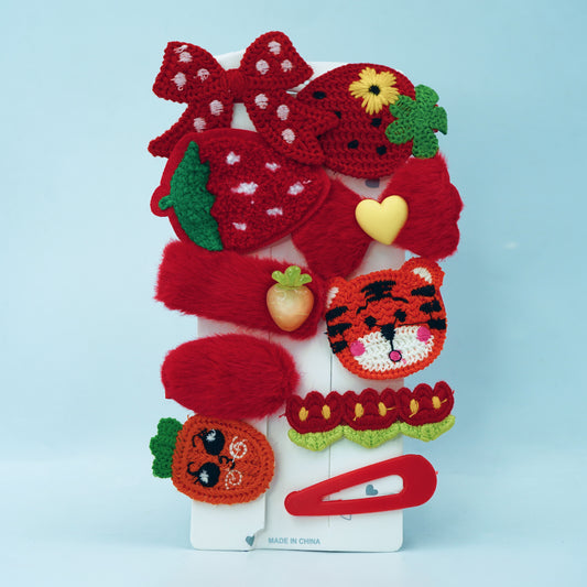 Buy Cute Hair Clips | Kids Collection | Red Design | 10pcs in 1 packet | B9