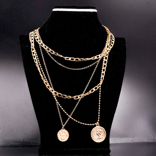 Trendy Sliver 4Layers Choker Necklace For Women(Code:N09)