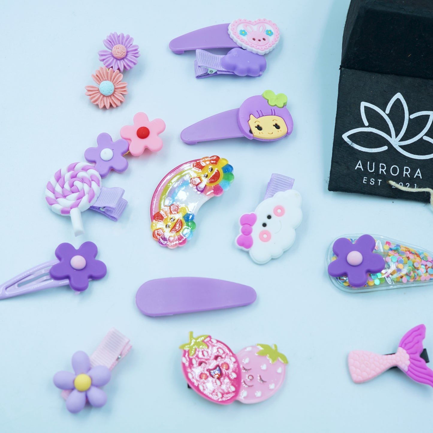 Buy Purple, Pink  Hair Clips | Kids Collection | Flower Design | 14 pcs in 1 packet | B36