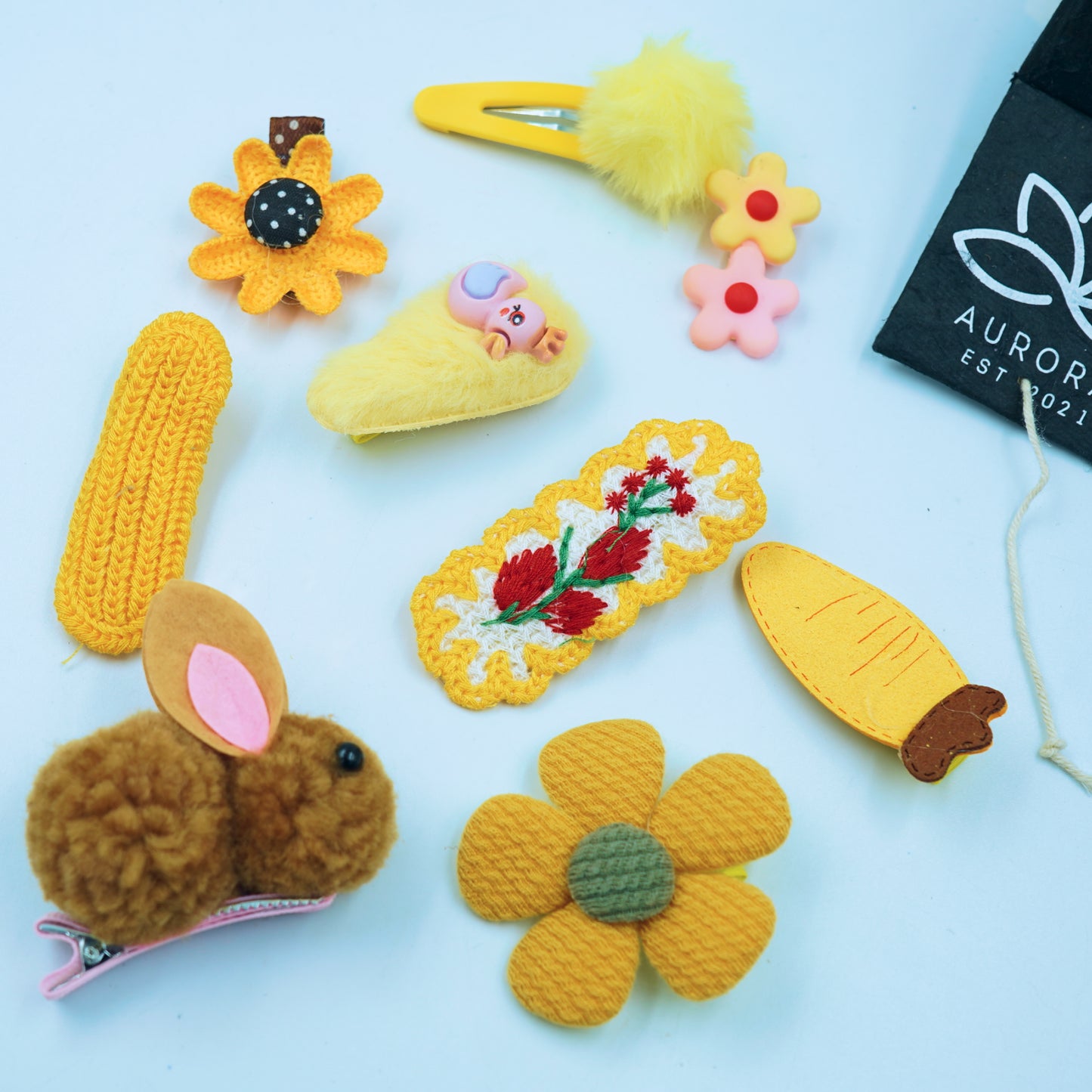 Yellow Hair Clips Collection |Kids | Girls | Trendy Design | 8 pcs in 1 packet | B42