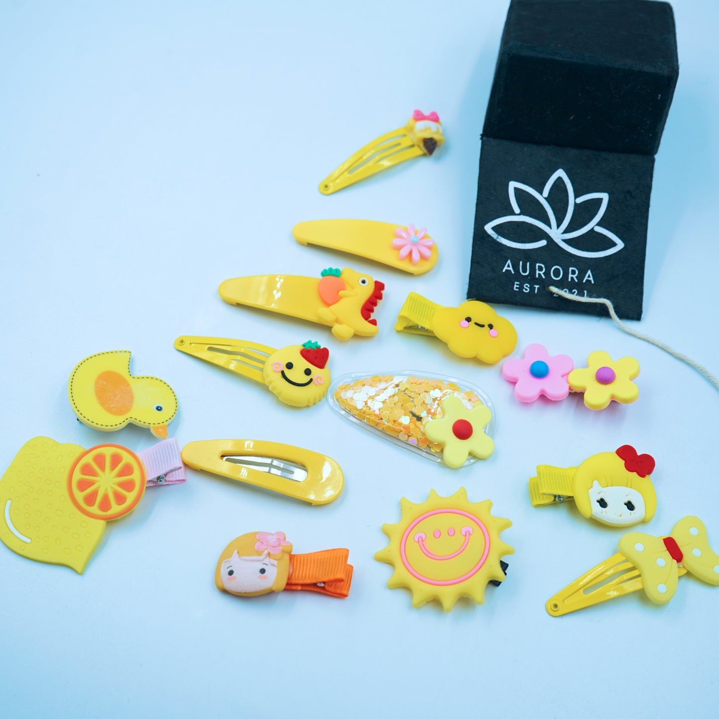 Cute Hair Clips for Girls | Trendy Collection | Yellow Design | 10 pcs in 1 packet | B43