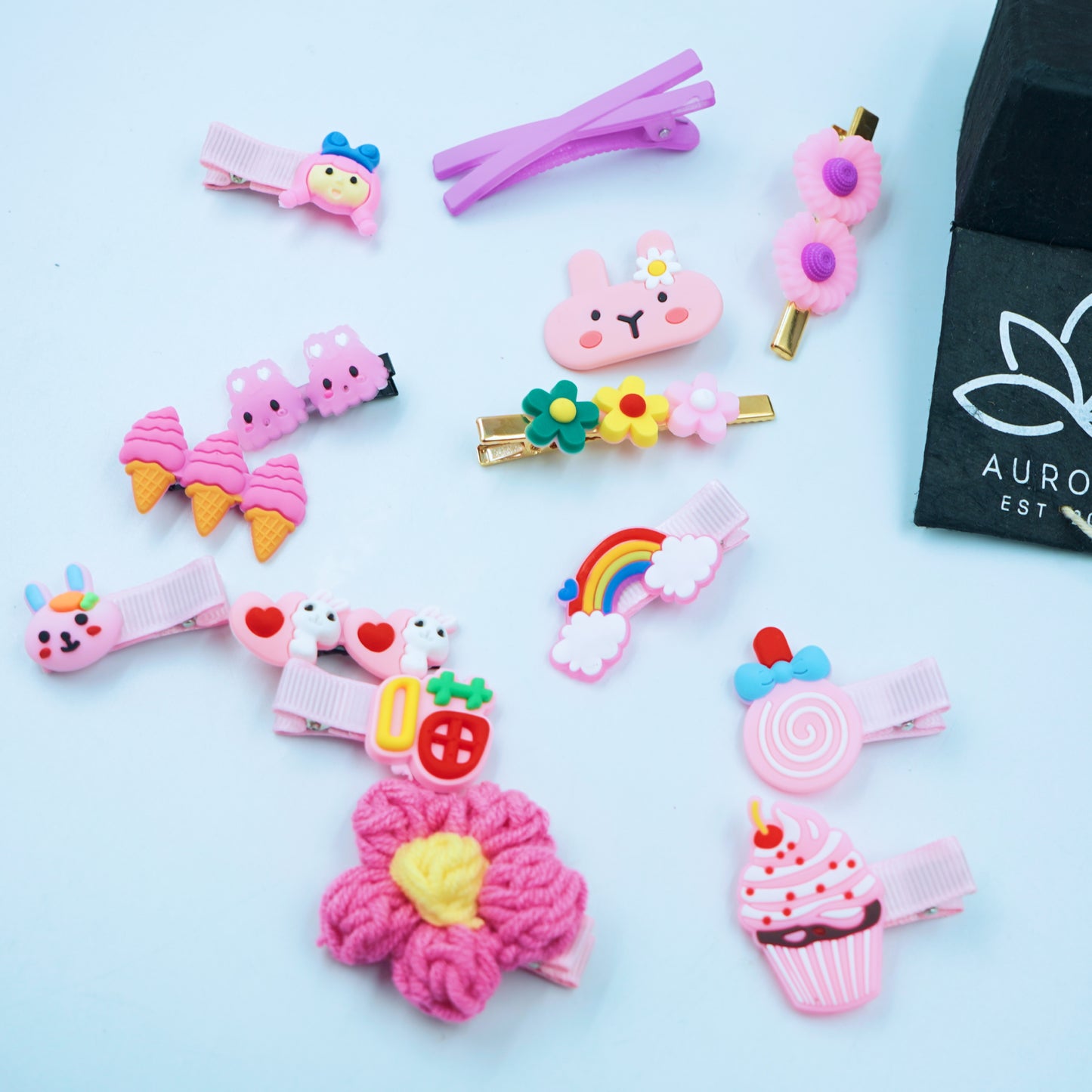 Cute Pink  Hair Clips Collection for Girls | Kid Designs | 14 pcs in 1 packet | B45