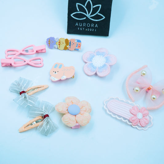Cute Hair Clips Collection For Girls  | Kids Design | 10 pcs in 1 packet | B52