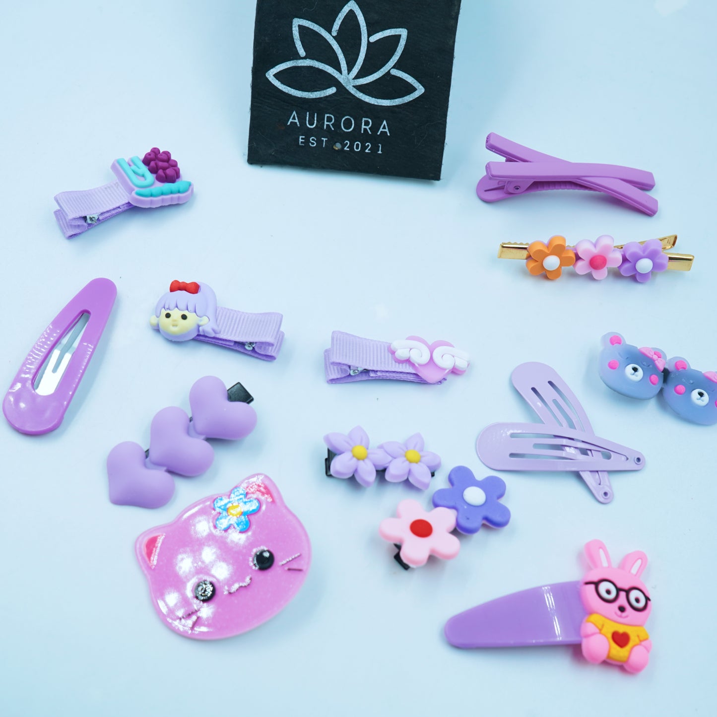 Beautiful Purple Hair Clips Collection | Cute Design for Girls, Kids | 14 pcs in 1 packet | B55