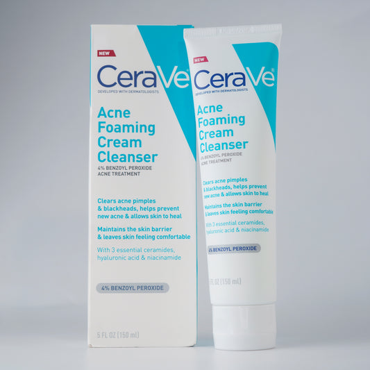 Acne Foaming Treatment Face Wash with 4% Benzoyl Peroxide, Hyaluronic Acid, and Niacinamide