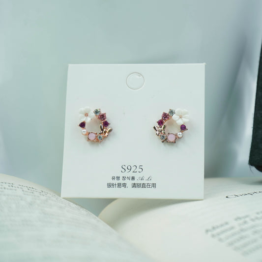 Pink Flower Earrings(Code:E45)